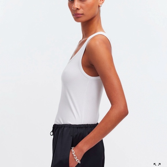 Madewell Drapey Rib Tank in Eyelet White Size XLarge NWT - Picture 2 of 8